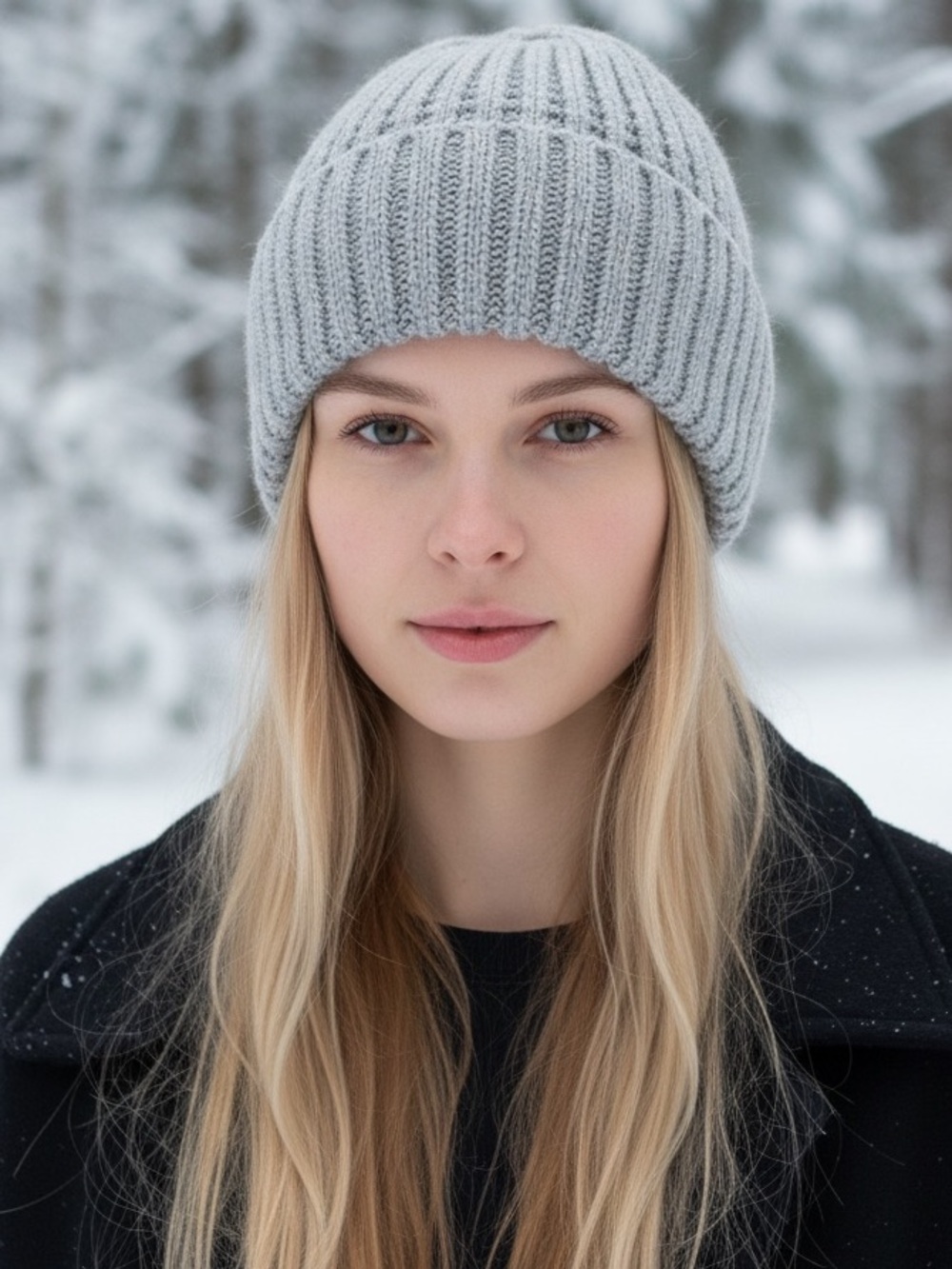 Zara Short Knit Hybrid Light Gray Fitted Beanie. Excellent Condition.